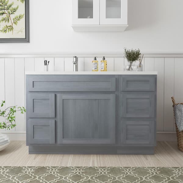 Vanity Art 51 in. W x 21 in. D x 32.5 in. H Bath Vanity Cabinet without Top in Silver