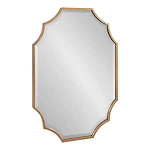 Deavere 22.37 in. W x 31.75 in. H Scalloped Metal Gold Framed Traditional Wall Mirror