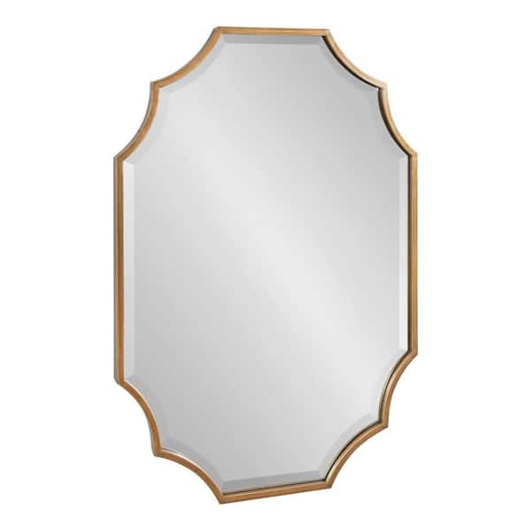 Kate and Laurel Deavere 22.37 in. W x 31.75 in. H Scalloped Metal Gold Framed Traditional Wall Mirror