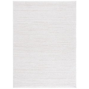 Rumi Shag 8 ft. x 10 ft. Ivory/Light Beige Abstract Striped Area Rug