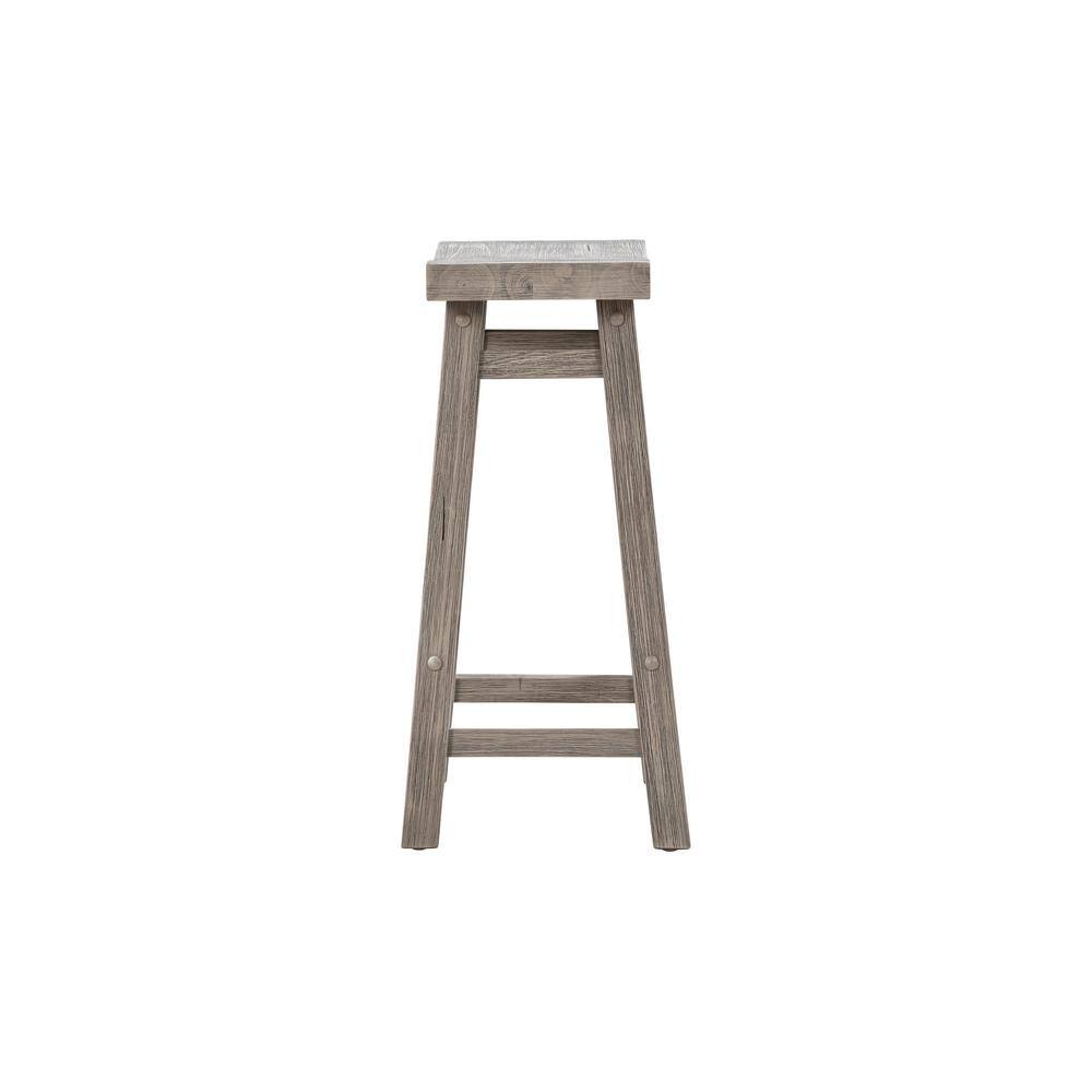 24" Gray Wood Saddle Counter Height Barstool