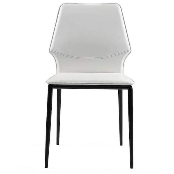 Benjara White and Black Vinyl Fabric Metal Legs Dining Chair (Set of 4)