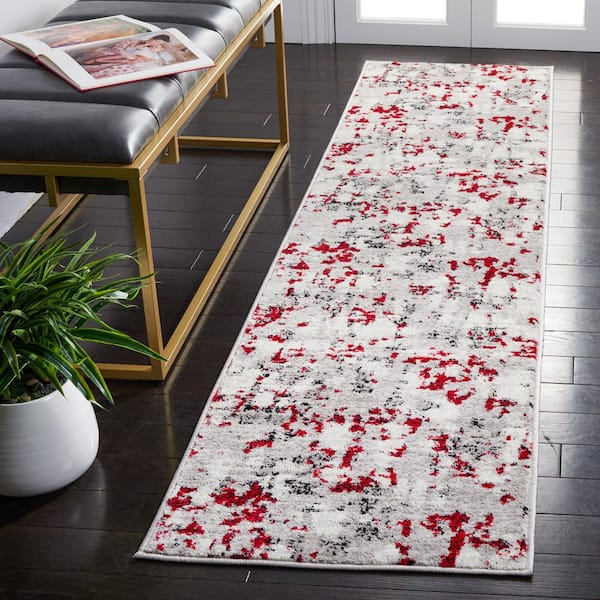 Skyler 2 ft. x 8 ft. Gray/Red Geometric Runner Rug