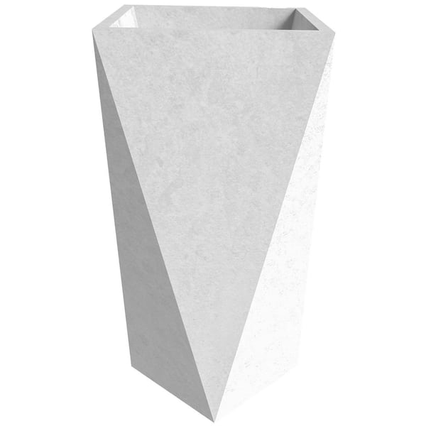 Aloe 14 in. Wide Fiberstone Planter for Indoor and Outdoor Tapered Square Weather Resistant Decorative Pot in White