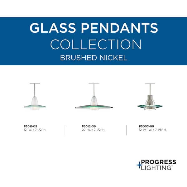 Progress Lighting P5011-09 Brushed Nickel Mini Pendant Frosted Clear Glass