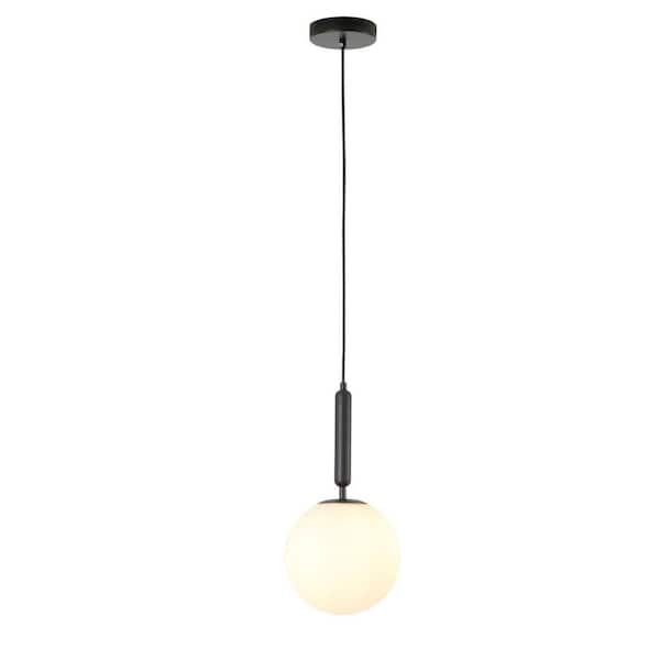 60 Watt 1 Light Black Globe Glass Mini Pendant Light for Kitchen Island Bedroom Aisle
