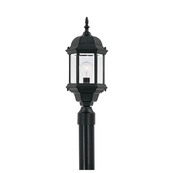 Erving 1-Light Black Cast Aluminum Line Voltage Hardwired Outdoor Wet-Rated Post Light with No Bulb Included