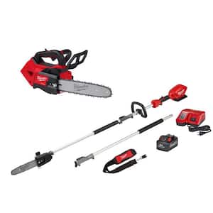 M18 FUEL 12 in. Top Handle 18-Volt Lithium-Ion Brushless Cordless Chainsaw and 10 in. Pole Saw, 8.0 Ah Battery, Charger