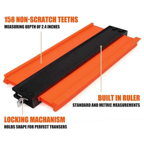 Angel Sar - 10 in. Contour Gauge Profile Tool Adjustable Lock, Precisely Copy Irregular Shape Duplicator