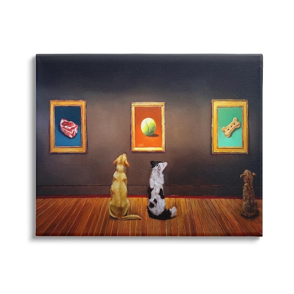 Stupell Industries Funny Dog Museum Animals by Lucia Heffernan 1-Piece Gallery Wrapped Unframed Animal Graphic Art Print 20 in. x 16 in.