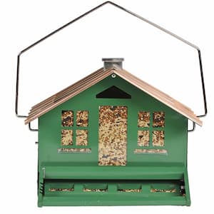 Squirrel-Be-Gone II Green Country Style Squirrel Resistant Metal Wild Bird Feeder - 12 lb. Capacity