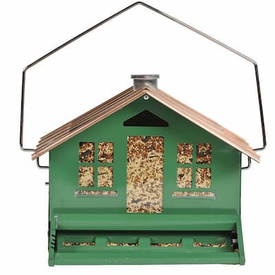Squirrel-Be-Gone II Green Country Style Squirrel Proof Bird Feeder - 12 lb. Capacity