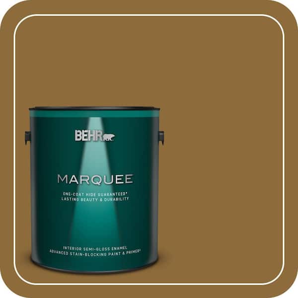 BEHR MARQUEE 1 gal. #310F-7 Carmel Woods Semi-Gloss Enamel Interior Paint & Primer