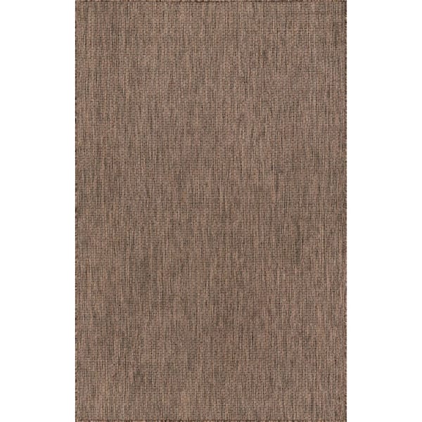 Unique Loom Outdoor Solid Light Brown 5' 0 x 8' 0 Area Rug