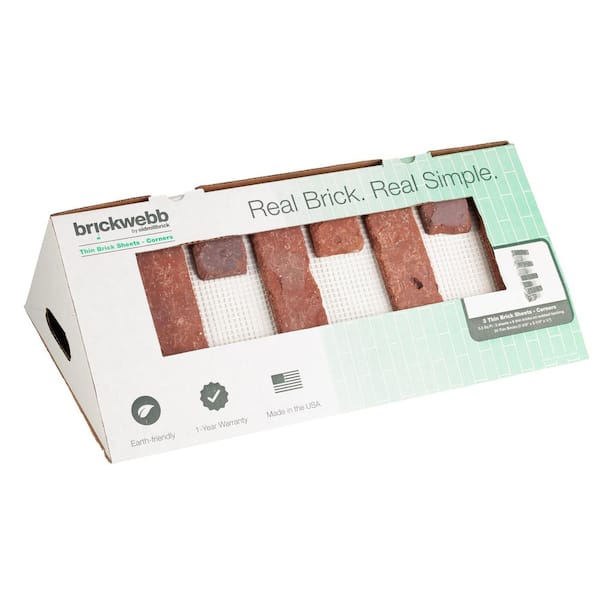 Brickwebb Columbia Street Thin Brick Sheets - Corners (Box of 3 Sheets) 21 in x 15 in (5.3 linear ft.)