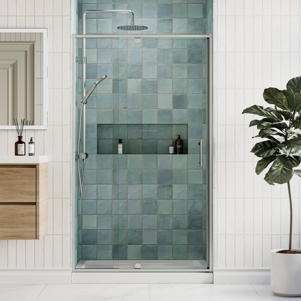 38-42 in. W x 71 in. H Framed Pivot Shower Door in Brushed Nickel with 1/4 in. Crystal Clear Tempered Glass price history on PriceWatchPro