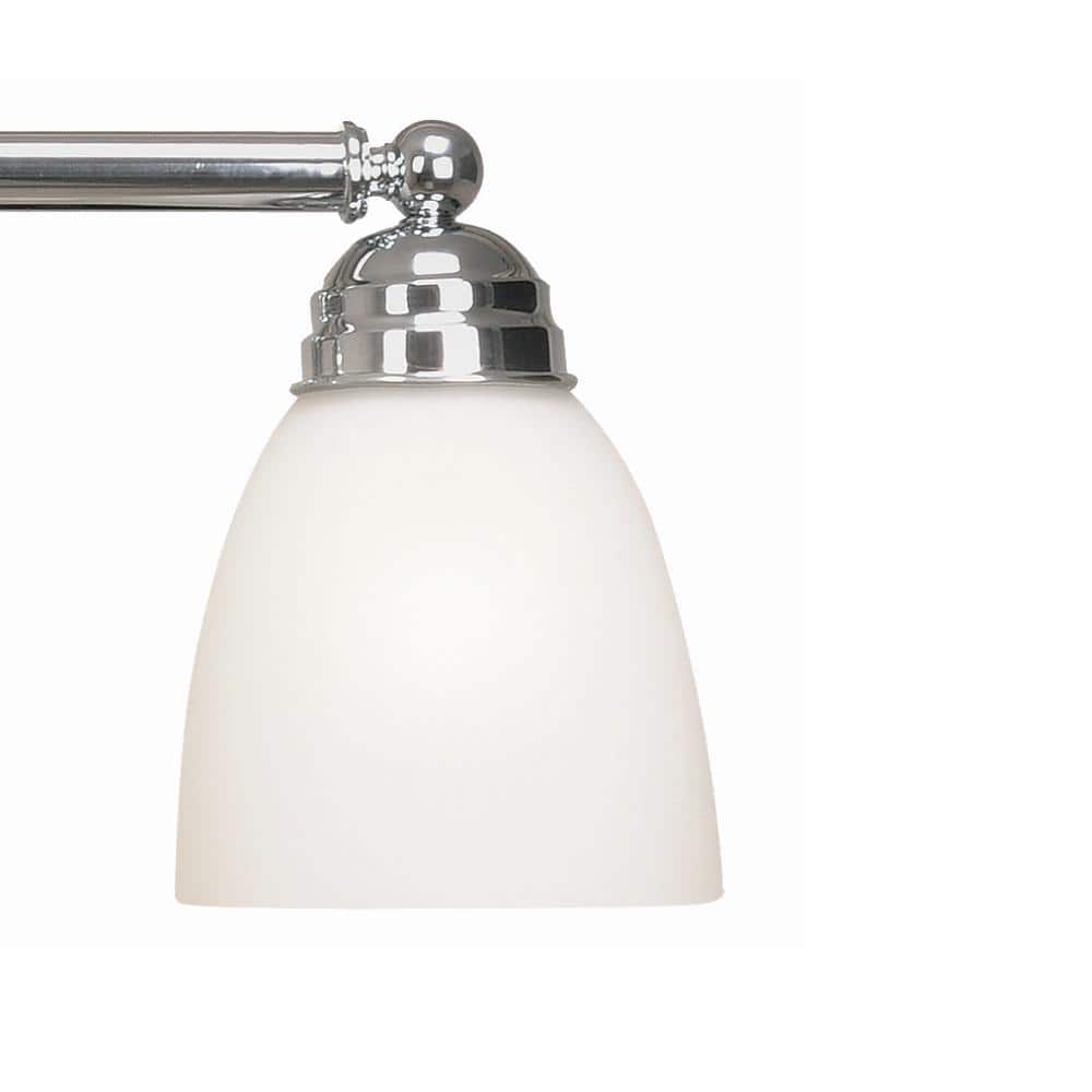 Ardmore Polished Chrome 3-Light Vanity Bar with Frosted Glass Shades