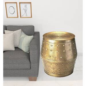 Valerie 19 in. Gold Round Metal End Table