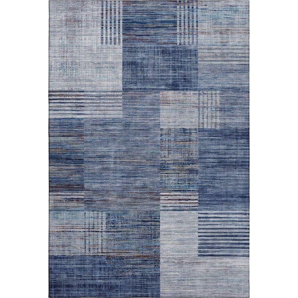 Mayfield Premium Machine Washable Abstract AMF2149 Blue 9 ft. x 12 ft. Area Rug