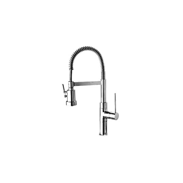 Mini Marylin Brushed Nickel 21.5 in H Single Handle Pull Down Sprayer Kitchen Faucet with Spring Sprayer Spout