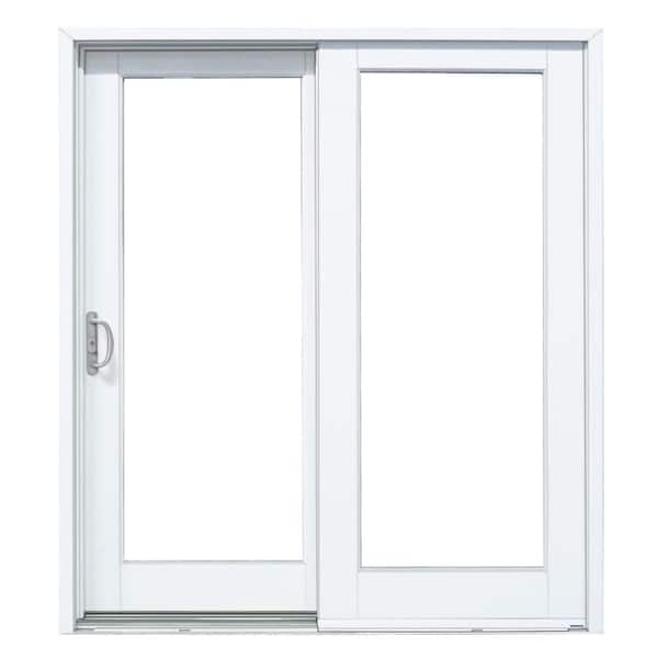 MP Doors 72 in. x 80 in. Woodgrain Interior and Smooth White Left-Hand Composite PG50 Sliding Patio Door