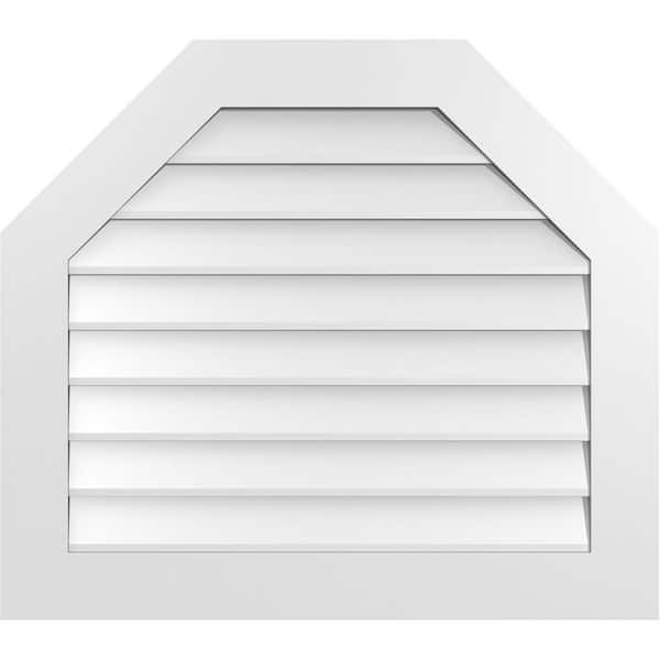 Ekena Millwork 34 in. x 30 in. Octagonal Top Surface Mount PVC Gable Vent: Decorative with Standard Frame