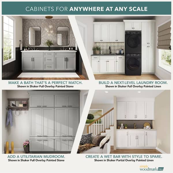 Shaker Full Overlay 18 in. W x 24 in. D x 96 in. H Plywood Assembled Utility Kitchen Cabinet in Linen White