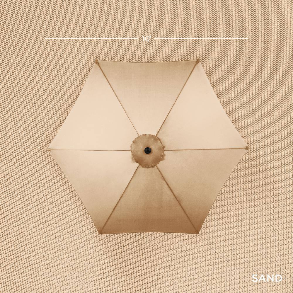 Sand 10ft Steel Outdoor Market Patio Umbrella with Crank and Tilt