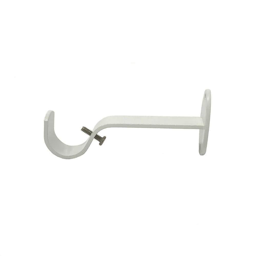 White Faux Wood Adjustable Curtain Rod with Ball Finials