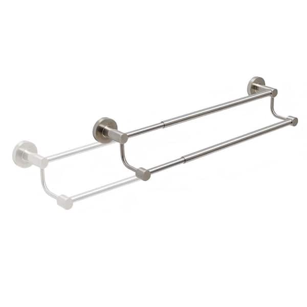 16 in. to 26 in. Adjustable Double Bath Towel Bar with Screws, Wall-Mount Hand Towel Bar for Bathroom, Brushed Nickel