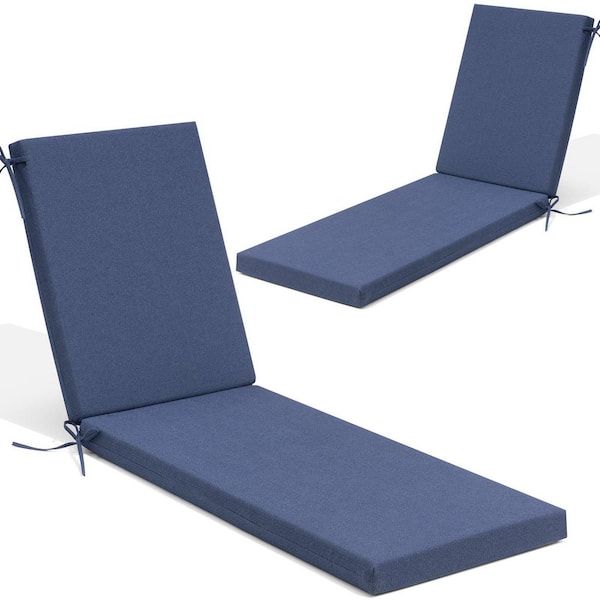80 in. x 23 in. Outdoor Chaise lounge Polyester Cushion in Blue (2-Pack)