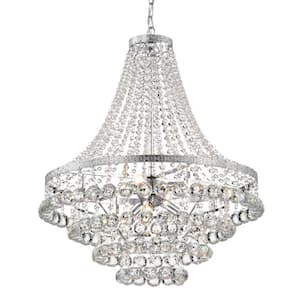 Clarus 7-Light Chrome Glam Empire Chandelier with Clear Glass Hanging Crystals
