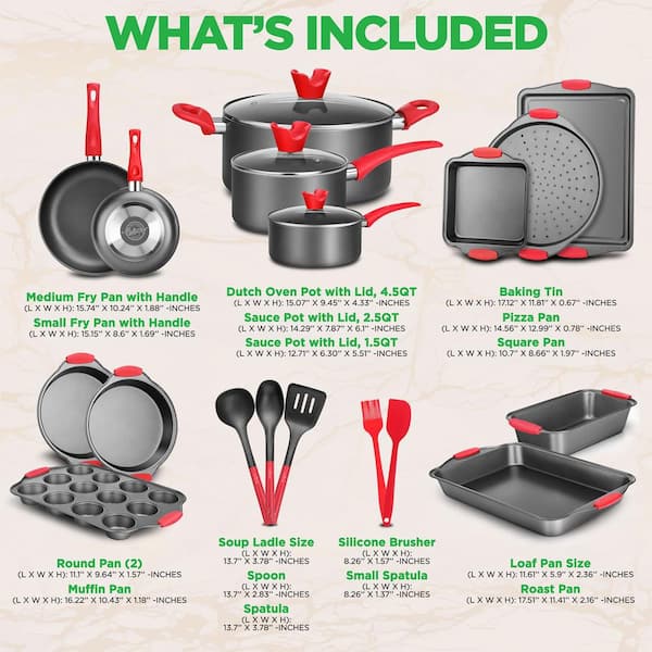 NutriChef 13 - Piece Non-Stick Aluminum Cookware Set & Reviews