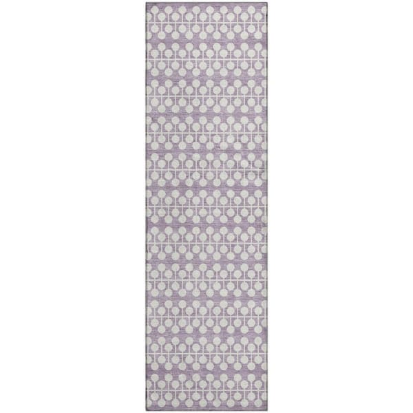 Mayfield Premium Machine Washable Abstract AMF2247 Lavender 2 ft. x 7 ft. Runner Rug