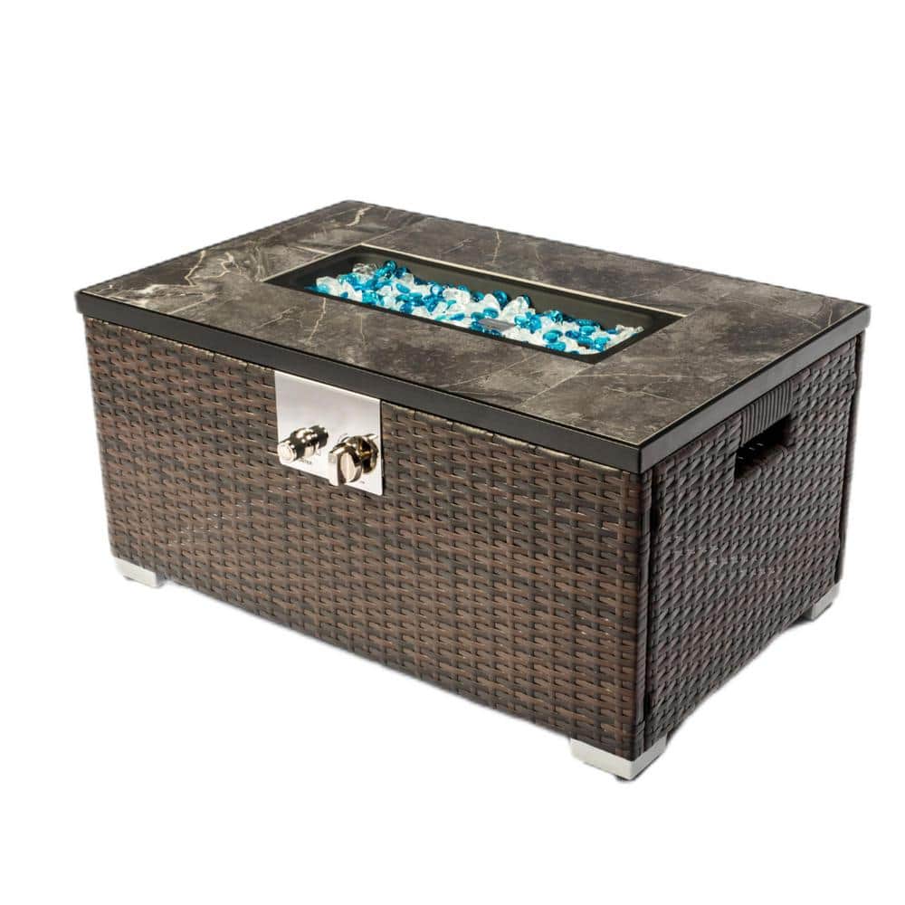 40 000BTU Rectangle Outdoor Fire Pit Table Propane with Tile Tabletop, Inst