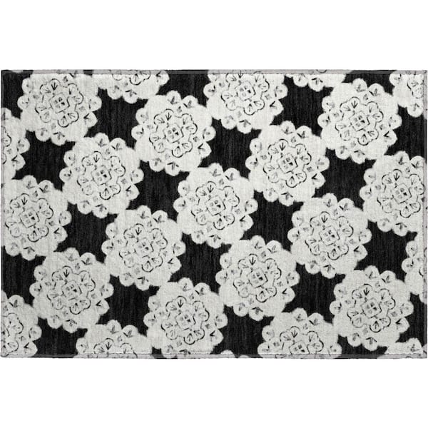 Mayfield Premium Machine Washable Abstract AMF2352 Black 2 ft. x 3 ft. Accent Rug