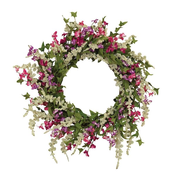 Unbranded 24 in. Artificial Dia Spring Flower Garden Wreath