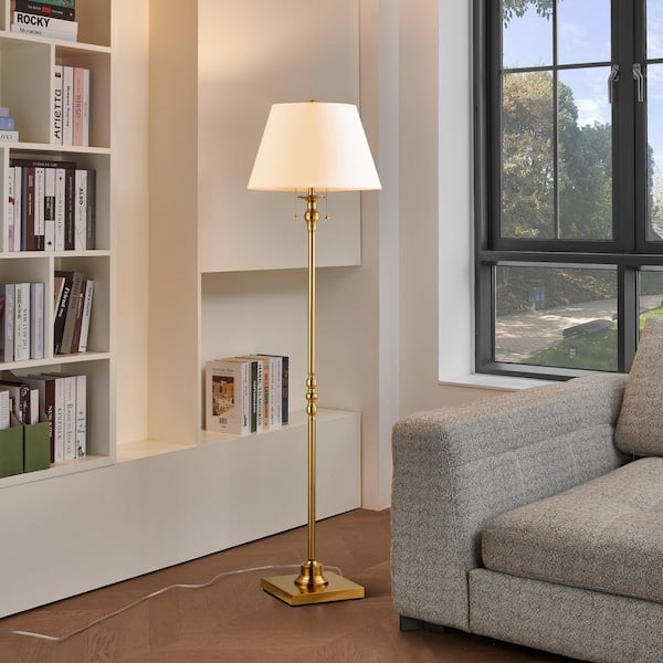 Victoria Candlestick Floor Lamp In Light Wood - View #4