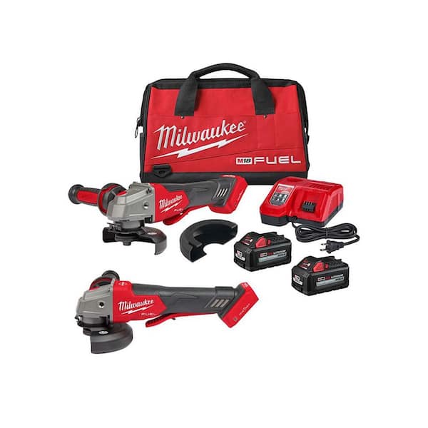M18 FUEL 18V Lith-Ion Brushless Cordless 4-1/2 in. /5 in. Grinder Kit w/Paddle Switch & (2)6.0 Batteries & M18 Grinder