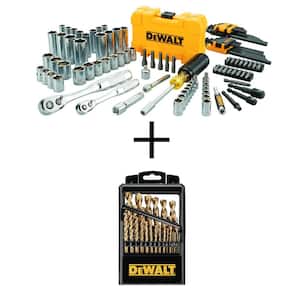 1/4 in. x 3/8 in. Drive Polished Chrome Mechanics Tool Set (108-Piece) and Cobalt Alloy Steel Drill Bit Set (29-Piece)