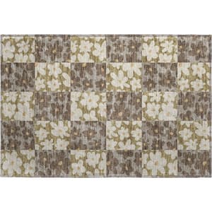 Mayfield Premium Machine Washable Abstract AMF2476 Chocolate 3 ft. x 4 ft. Area Rug