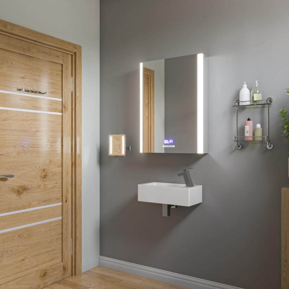 White Ceramic Rectangular Wall-Mount Bathroom Sink with Overflow