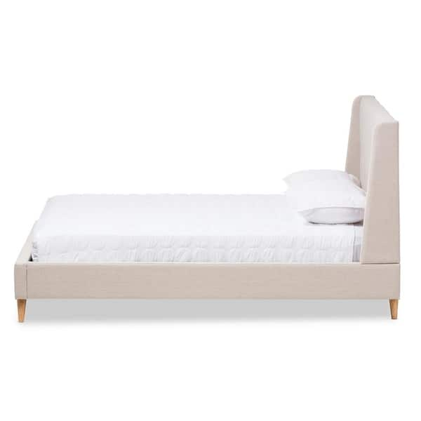 Baxton Studio Adelaide Beige Fabric Upholstered Queen Platform Bed