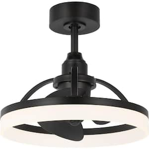 Shear Collection 19.56 in. Indoor Outdoor 3-Blade Matte Black Ceiling Fan with Matte Black Blades