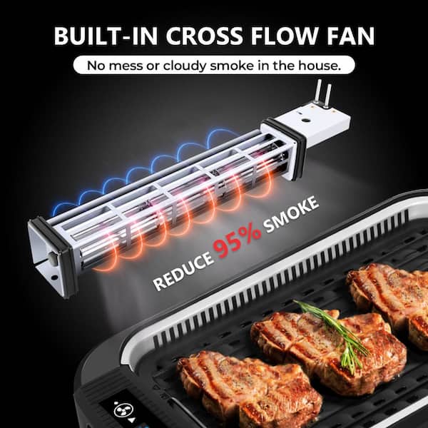 JEREMY CASS 110sq. in.Black smokless indoor grill with the