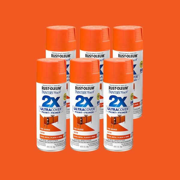 12 oz. Fire Orange Satin General Purpose Spray Paint (6-Pack)
