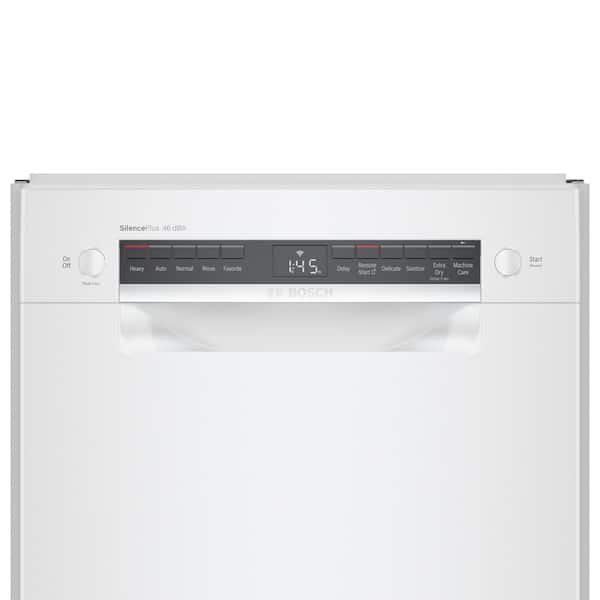 Bosch 300 Series 18 In Ada Compact Front Control Dishwasher In White With Stainless Steel Tub And 3rd Rack 46dba Spe53b52uc The Home Depot