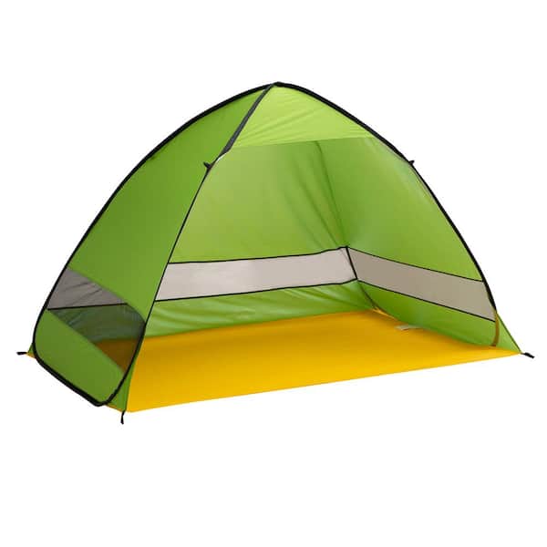 Wakeman Outdoors Pop Up Beach Tent with UV Protection and Ventilation Windows Water and Wind Resistant Sun Shelter by Wakeman, Green
