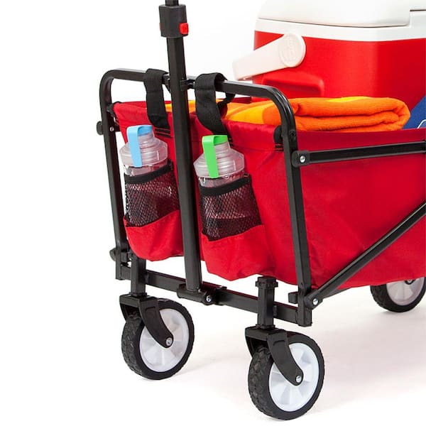 The Seina Compact Wagon Lightweight Folding Utility Cart in Red 