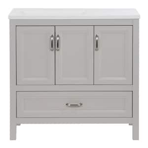 Gracenote 36 in. W x 19 in. D x 35 in. H Single Sink Bath Vanity in Light Gray with White Cultured Marble Top